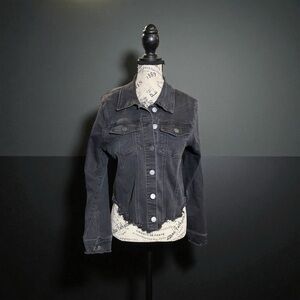 C’EST TOI Classic Black Cropped Denim Jacket size L
